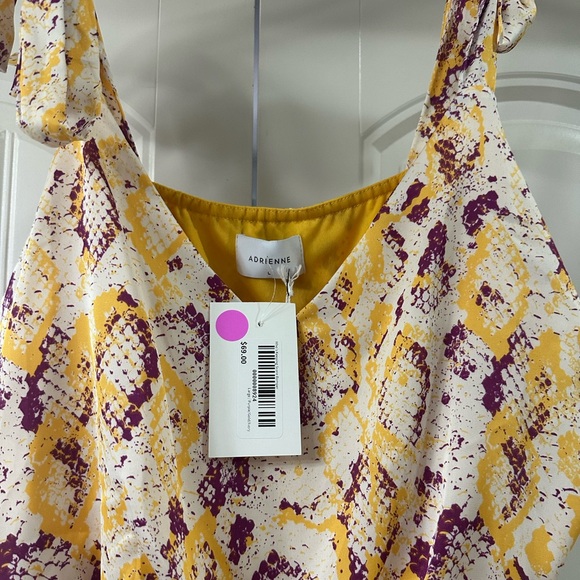 Adrienne Snakeskin Ruffle Mini Dress – Purple & Gold – NWT – Size L - Picture 2 of 3